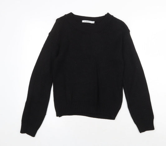 Glamorous Womens Black Boat Neck Acrylic Pullover Jumper Size XS