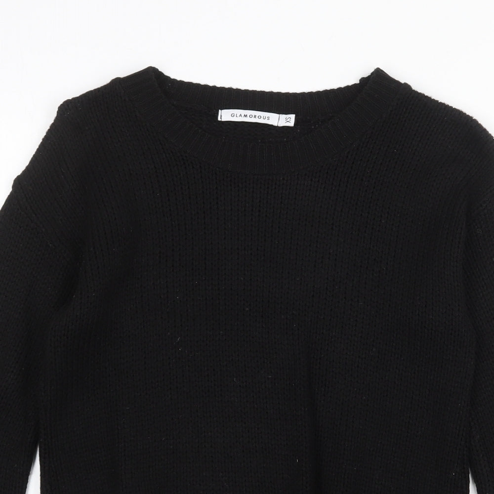 Womens UK Size XS Glamorous Black Pullover Jumper