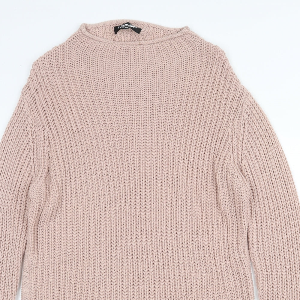 Womens UK Size 14 Fashion Union Pink Pullover Jumper