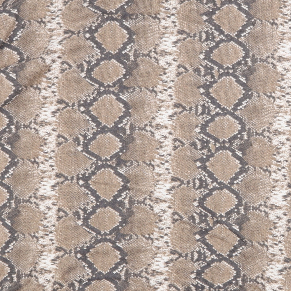 F&F Womens Brown Animal Print Polyester Basic T-Shirt Size 8 Scoop Neck - Snake Skin Print