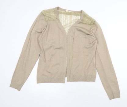 Chen Ke Womens Beige V-Neck Cotton Cardigan Jumper Size XL