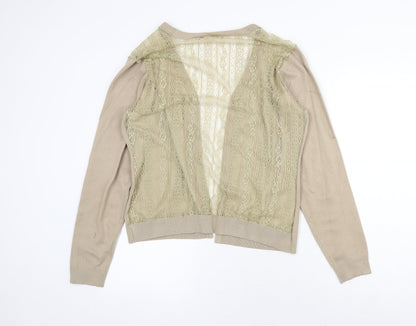 Chen Ke Womens Beige V-Neck Cotton Cardigan Jumper Size XL