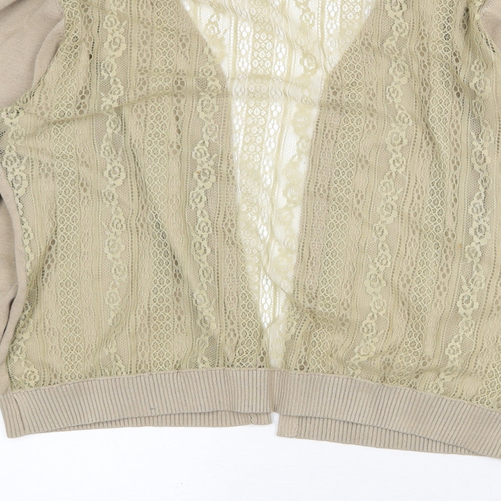 Chen Ke Womens Beige V-Neck Cotton Cardigan Jumper Size XL
