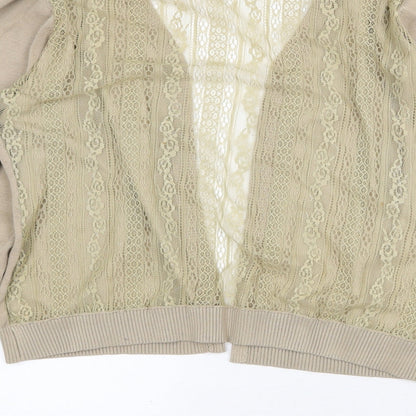 Chen Ke Womens Beige V-Neck Cotton Cardigan Jumper Size XL