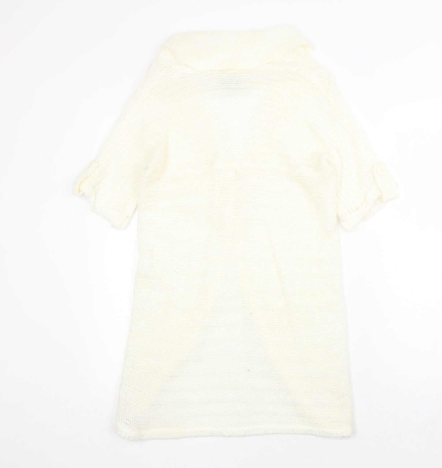 Sorbet Womens Ivory V-Neck Acrylic Cardigan Jumper Size S