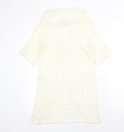 Sorbet Womens Ivory V-Neck Acrylic Cardigan Jumper Size S