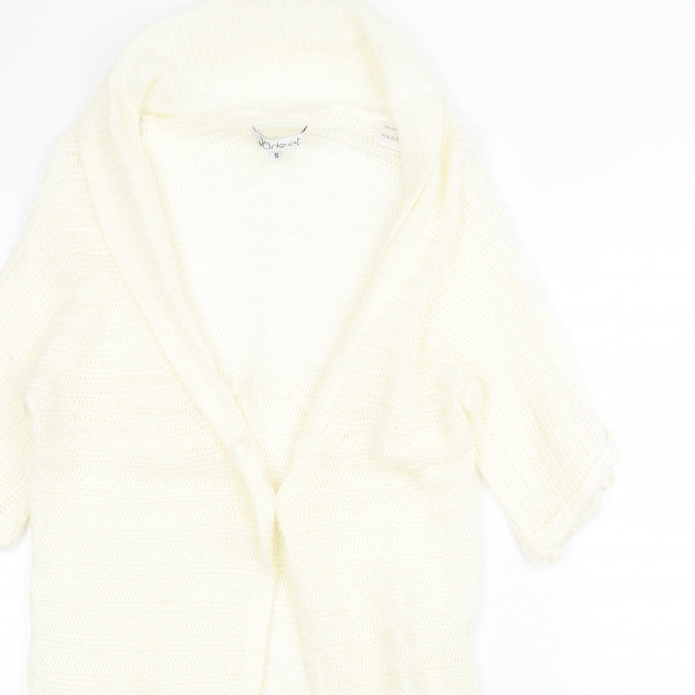 Sorbet Womens Ivory V-Neck Acrylic Cardigan Jumper Size S