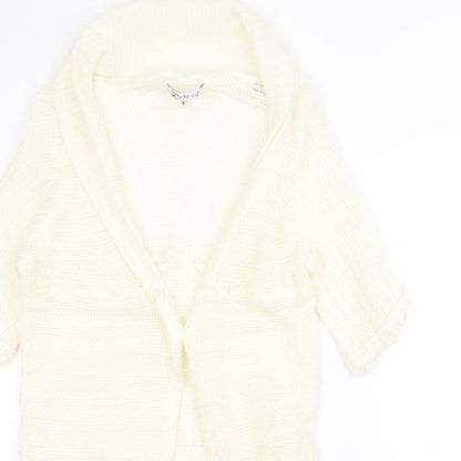 Sorbet Womens Ivory V-Neck Acrylic Cardigan Jumper Size S