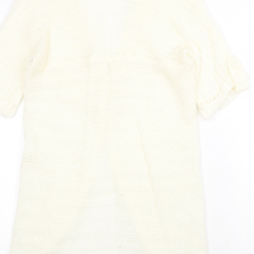 Sorbet Womens Ivory V-Neck Acrylic Cardigan Jumper Size S