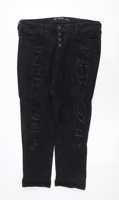 No Boundaries Womens Black Cotton Straight Jeans Size 38 in Regular Zip