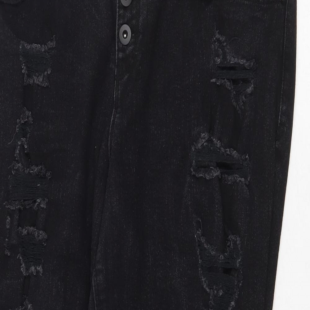 No Boundaries Womens Black Cotton Straight Jeans Size 38 in Regular Zip