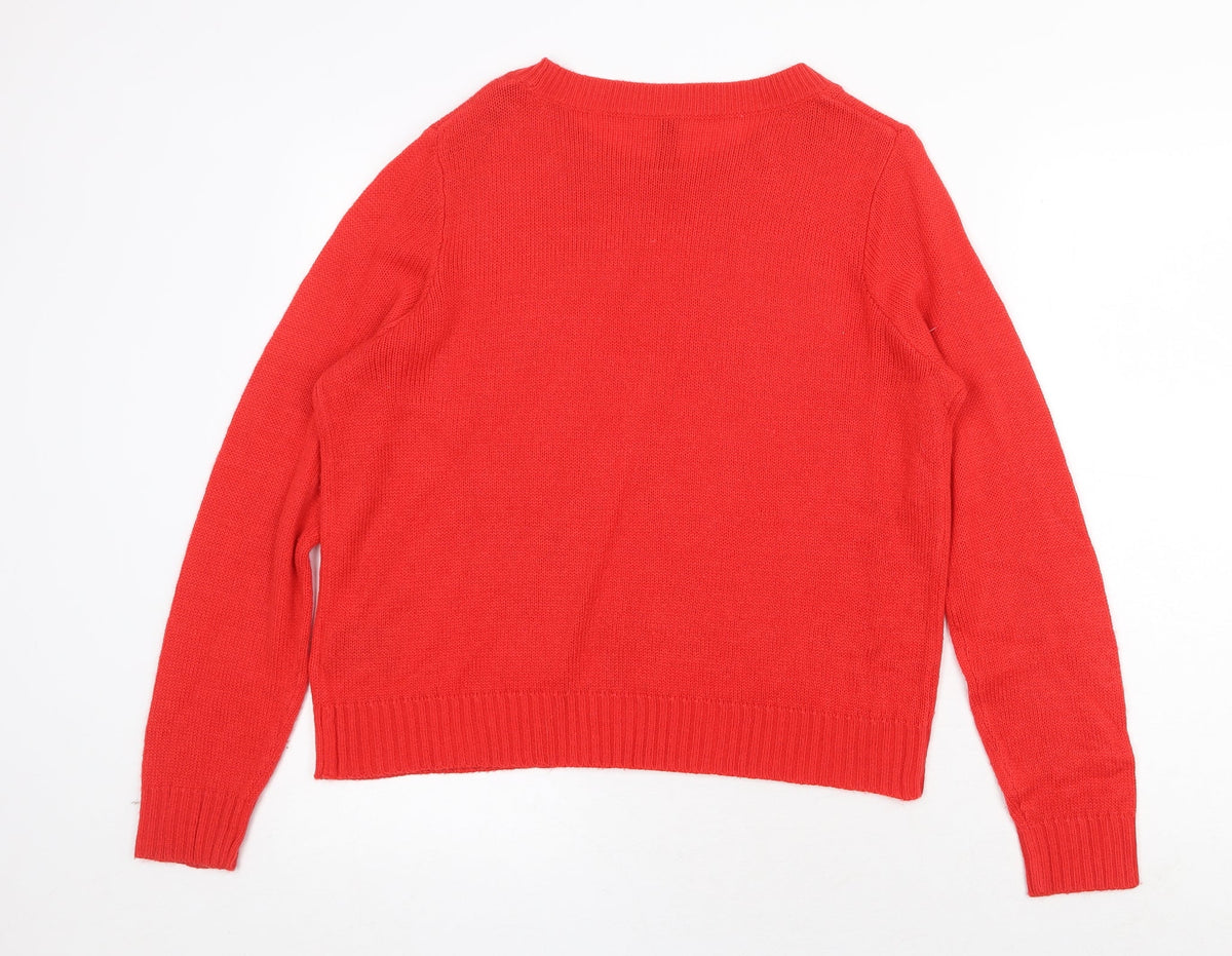 Womens UK Size M H&M Red Pullover Jumper
