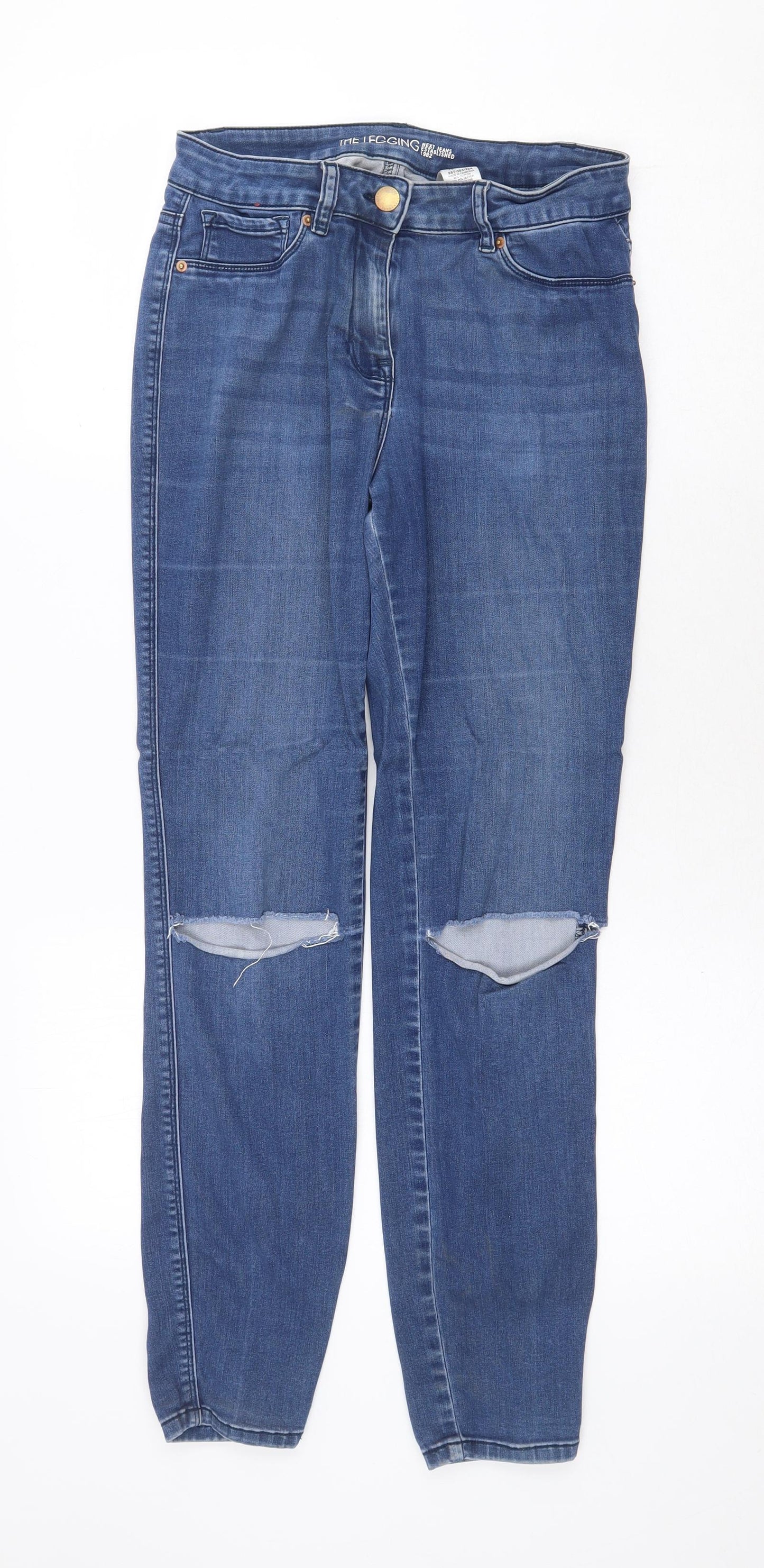 NEXT Womens Blue Cotton Skinny Jeans Size 10 Regular Zip