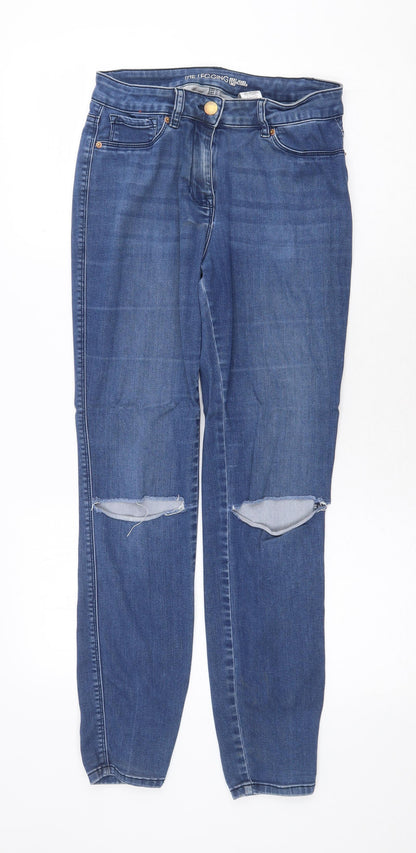 NEXT Womens Blue Cotton Skinny Jeans Size 10 Regular Zip