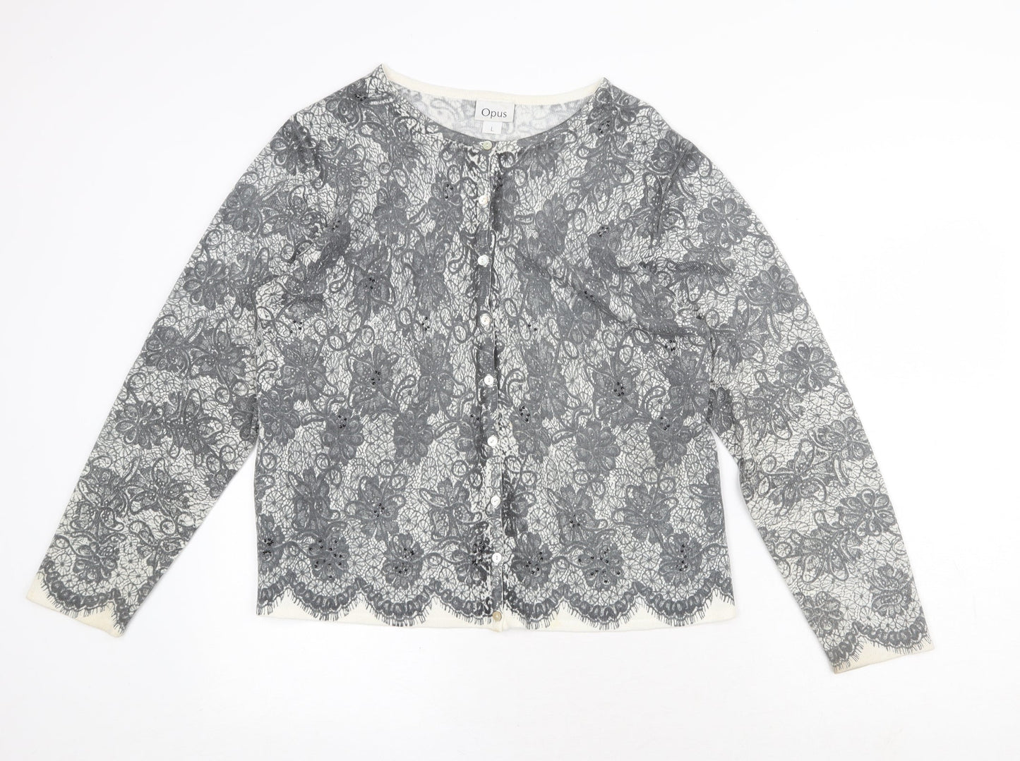 Womens UK Size L OPUS Grey Cardigan Jumper