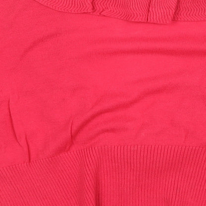 B&W Womens Pink V-Neck Cotton Cardigan Jumper Size M