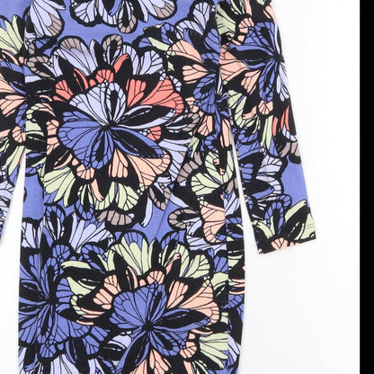 H&M Womens Purple Geometric Cotton A-Line Size XS Scoop Neck Pullover