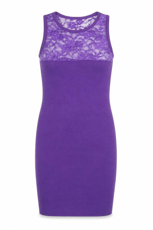 PK Clothing Womens Purple Polyester Bodycon Size S Round Neck Pullover
