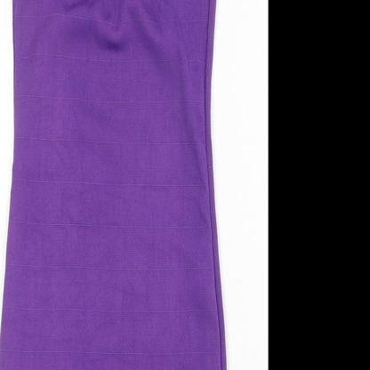 PK Clothing Womens Purple Polyester Bodycon Size S Round Neck Pullover