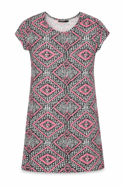 F&F Womens Black Geometric Viscose A-Line Size 6 Scoop Neck Pullover