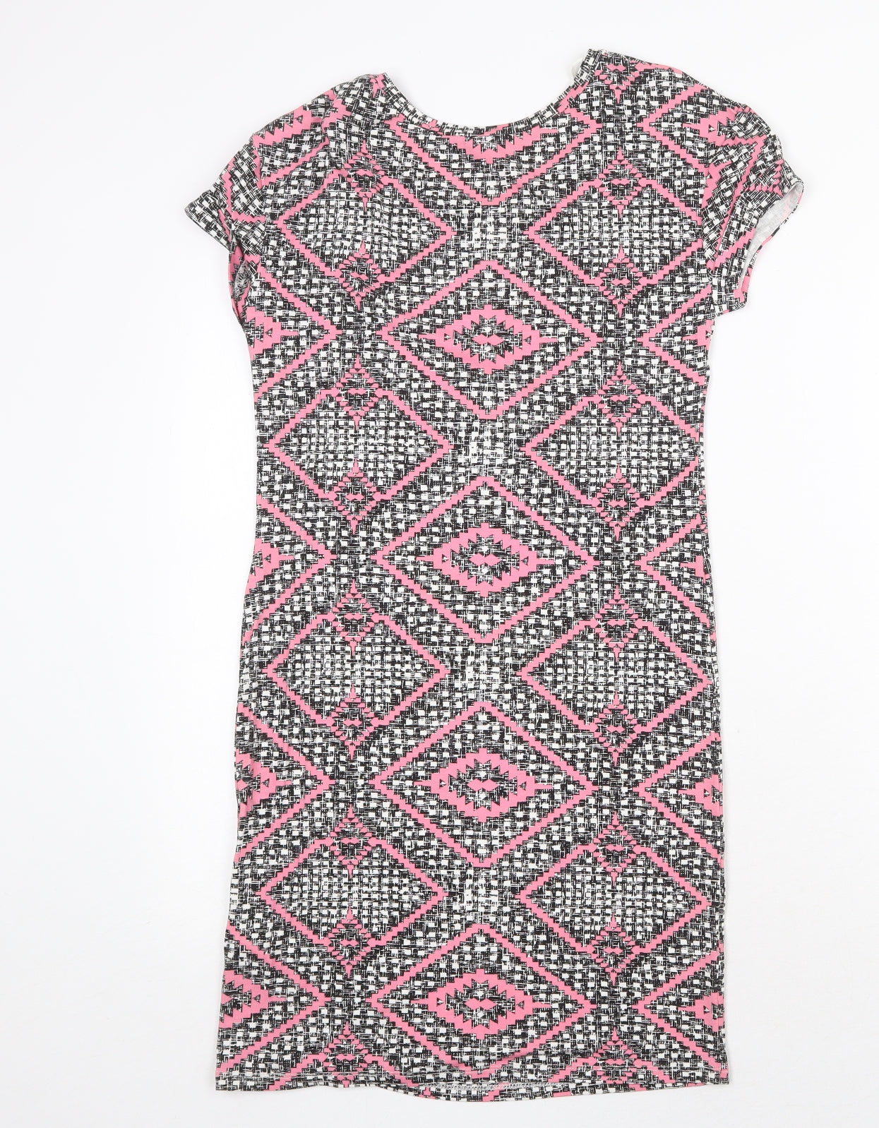 F&F Womens Black Geometric Viscose A-Line Size 6 Scoop Neck Pullover