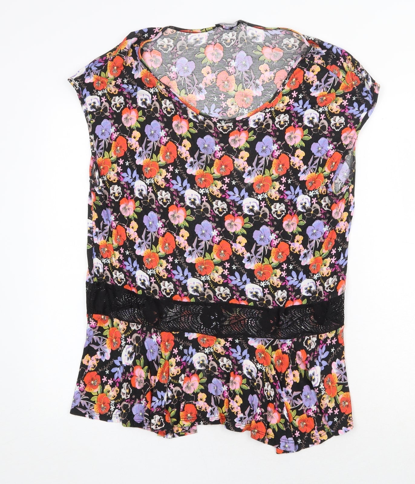 George Womens Multicoloured Floral Polyester Basic Blouse Size 18 Scoop Neck - Lace Detail