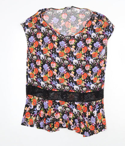 George Womens Multicoloured Floral Polyester Basic Blouse Size 18 Scoop Neck - Lace Detail