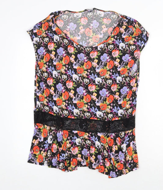 George Womens Multicoloured Floral Polyester Basic Blouse Size 18 Scoop Neck - Lace Detail