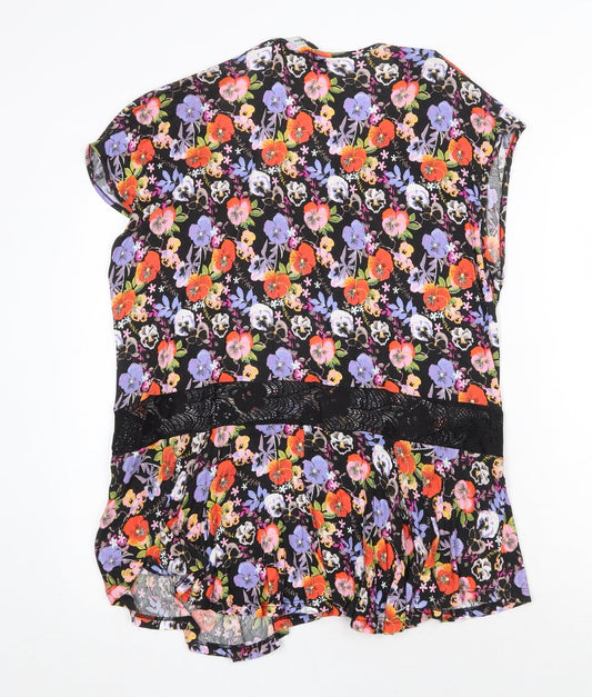 George Womens Multicoloured Floral Polyester Basic Blouse Size 18 Scoop Neck - Lace Detail