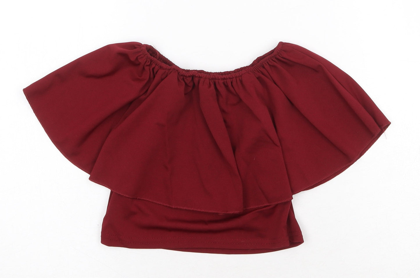 Womens UK Size XS Preworn Red Cropped Blouse