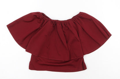 Womens UK Size XS Preworn Red Cropped Blouse