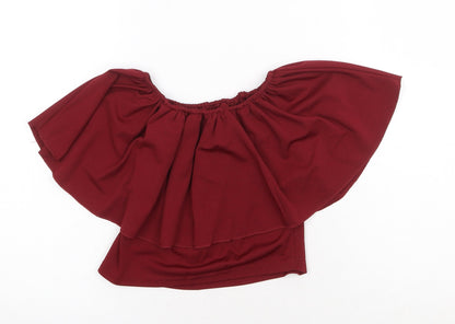Womens UK Size XS Preworn Red Cropped Blouse