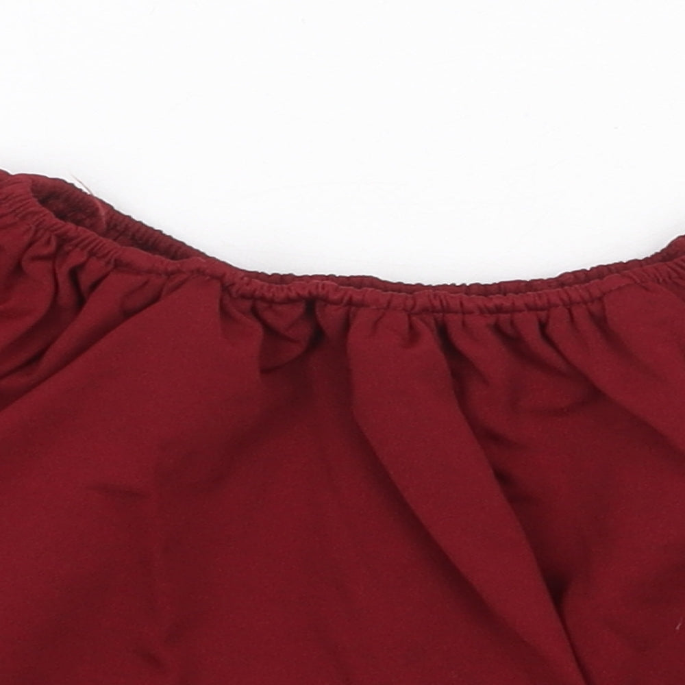 Womens UK Size XS Preworn Red Cropped Blouse
