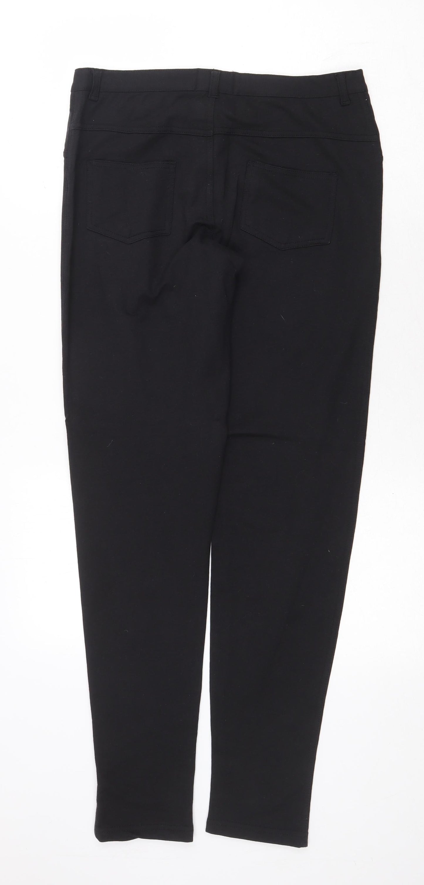 Dammed Delux Womens Black Cotton Trousers Size 12 Regular Zip