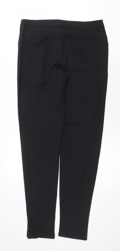 Dammed Delux Womens Black Cotton Trousers Size 12 Regular Zip