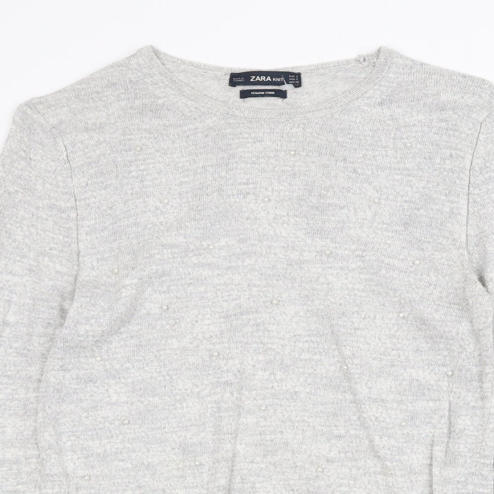 Womens UK Size S Zara Grey Pullover Jumper