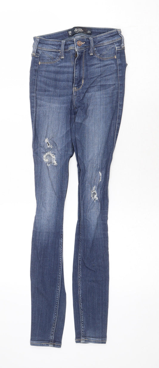 Hollister Womens Blue Cotton Skinny Jeans Size 24 in Regular Zip