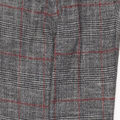 Mango Womens Grey Plaid Viscose Trousers Size 6 Regular Zip