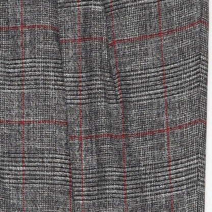 Mango Womens Grey Plaid Viscose Trousers Size 6 Regular Zip