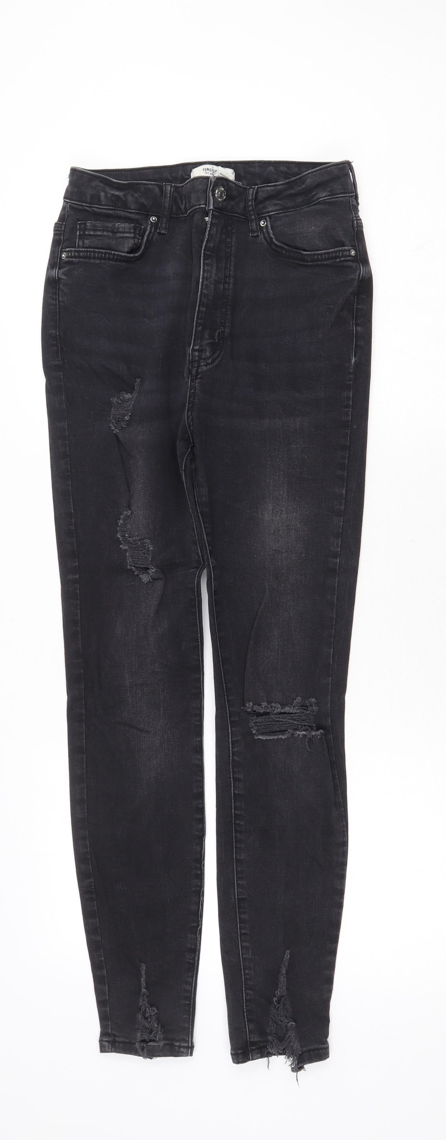 FOREVER 21 Womens Grey Cotton Skinny Jeans Size 10 Regular Zip