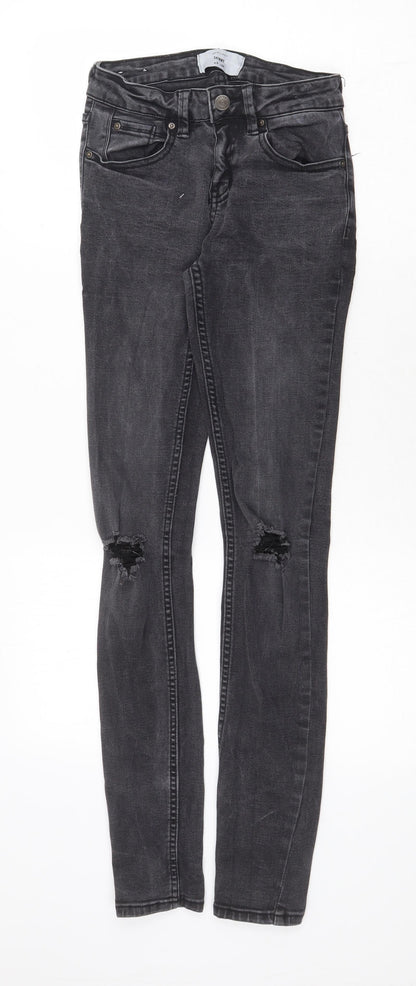 New Look Womens Grey Cotton Skinny Jeans Size 6 Regular Zip