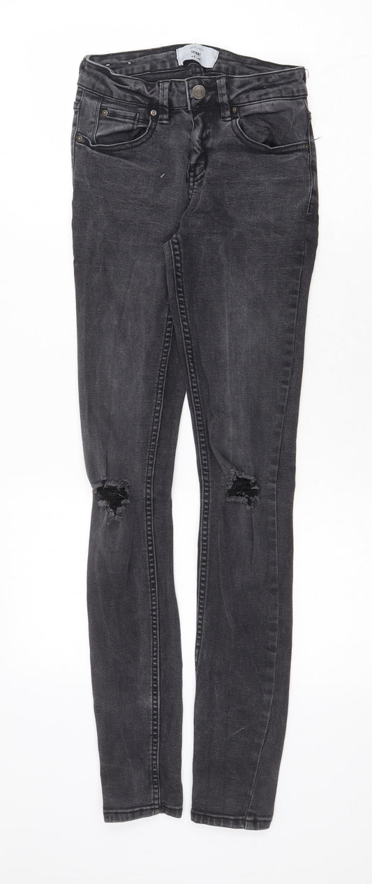 New Look Womens Grey Cotton Skinny Jeans Size 6 Regular Zip