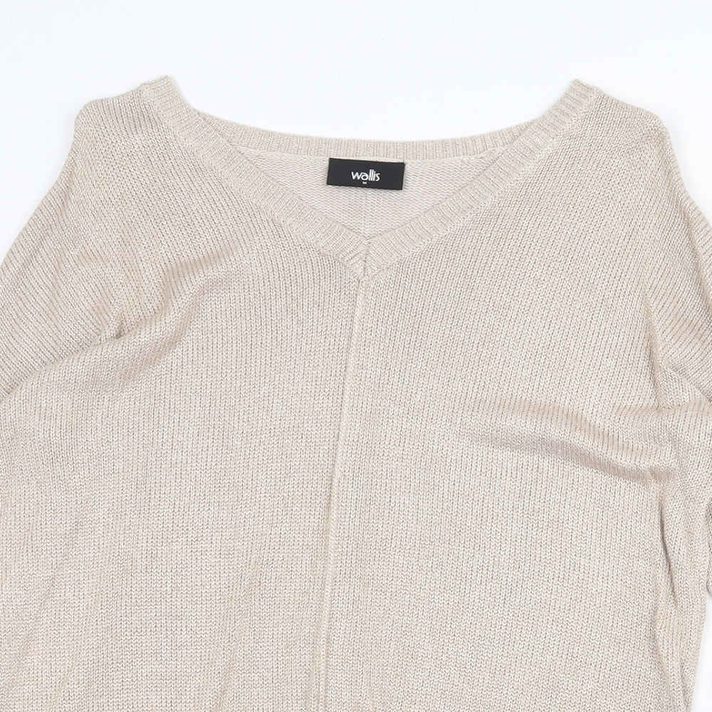 Wallis Womens Grey V-Neck Viscose Pullover Jumper Size M