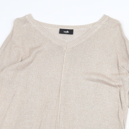 Wallis Womens Grey V-Neck Viscose Pullover Jumper Size M