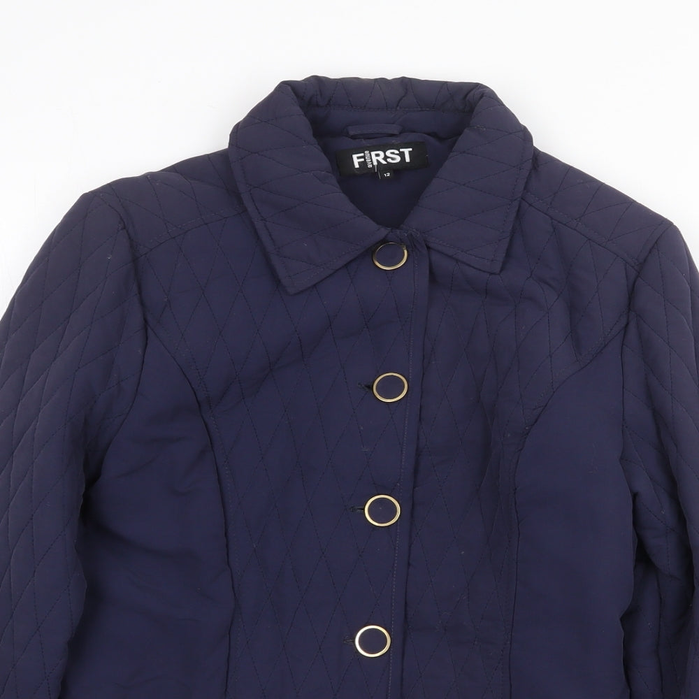 First Avenue Womens Blue Jacket Size 12 Button