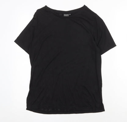 ICHI Womens Black Polyester Basic T-Shirt Size XS Round Neck