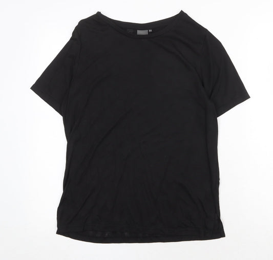ICHI Womens Black Polyester Basic T-Shirt Size XS Round Neck