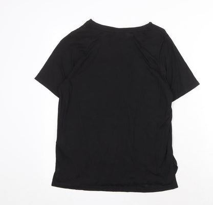 ICHI Womens Black Polyester Basic T-Shirt Size XS Round Neck