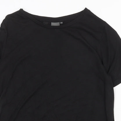 ICHI Womens Black Polyester Basic T-Shirt Size XS Round Neck