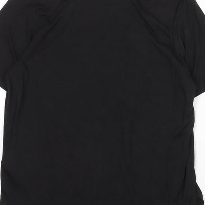 ICHI Womens Black Polyester Basic T-Shirt Size XS Round Neck